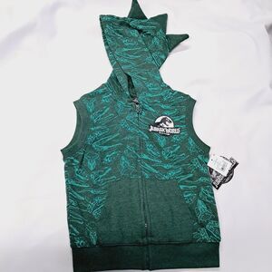 Jurassic World Toddler Boys Dinosaur Hoodie Spike Sweatshirt Vest  NEW 4t Park